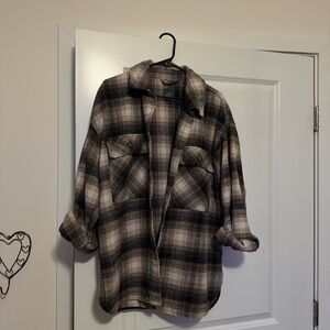 Wild Fable Tan and Black Plaid Shirt
